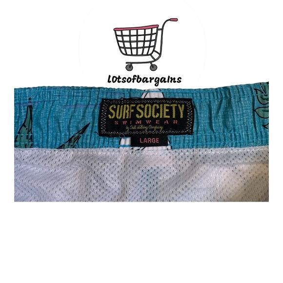 Surf Society Men's Size L Swim Trunks Shorts Palm Floral Panda Flamingos Nwt - Picture 5 of 9